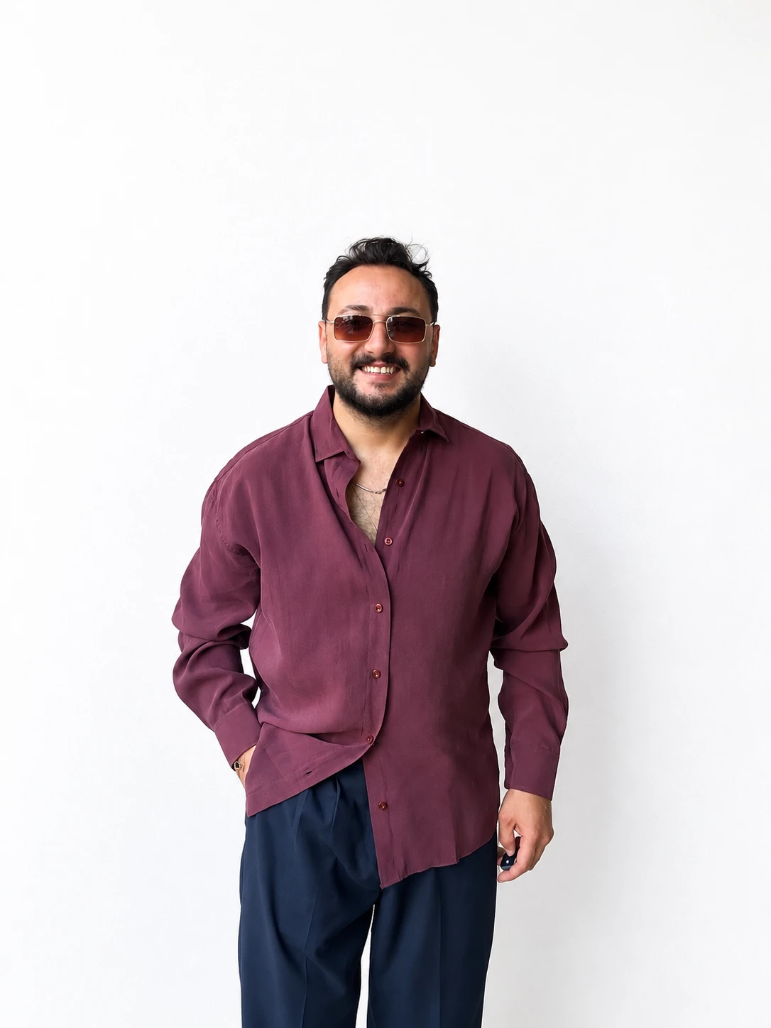 Bordo Modal kumaş gömlek