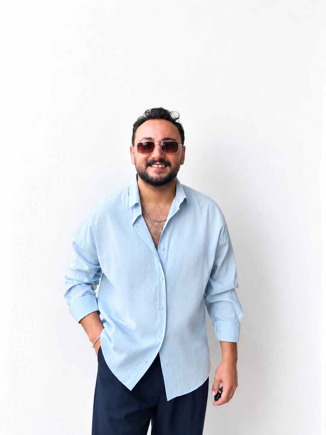 Tansel kumaş mavi gömlek
