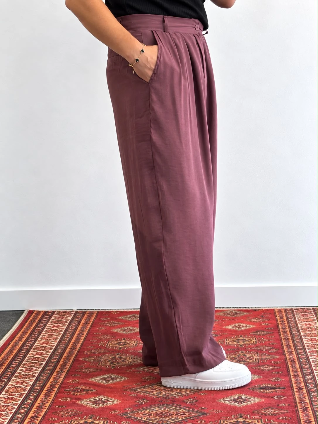 Modal kumaş bordo pantolon
