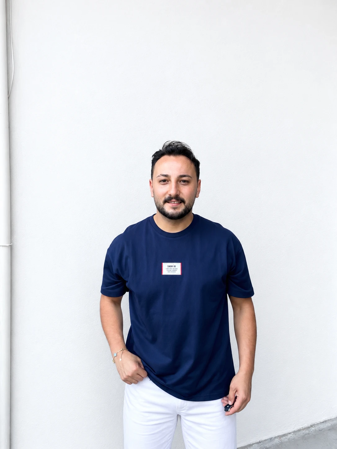 Erkek lacivert  Baskılı Oversize Tişört