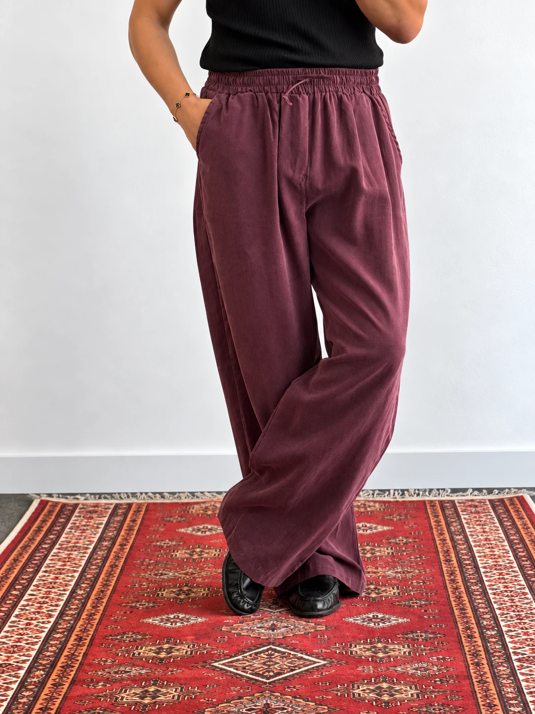 Modal kumaş mürdüm pantolon